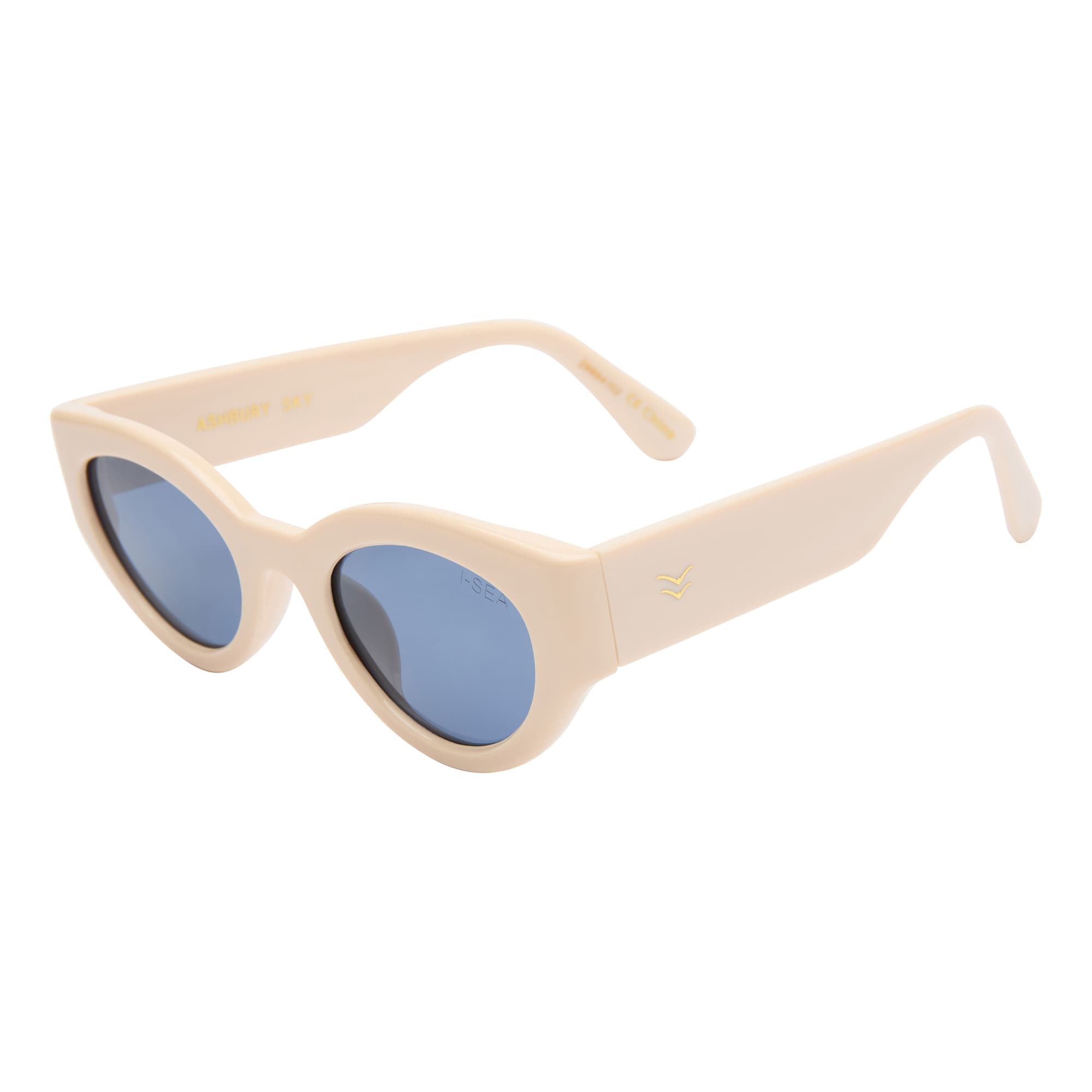 Ashbury Sunglasses in Cream / Navy - Detail 02 - #color_cream-navy-polarized-lens