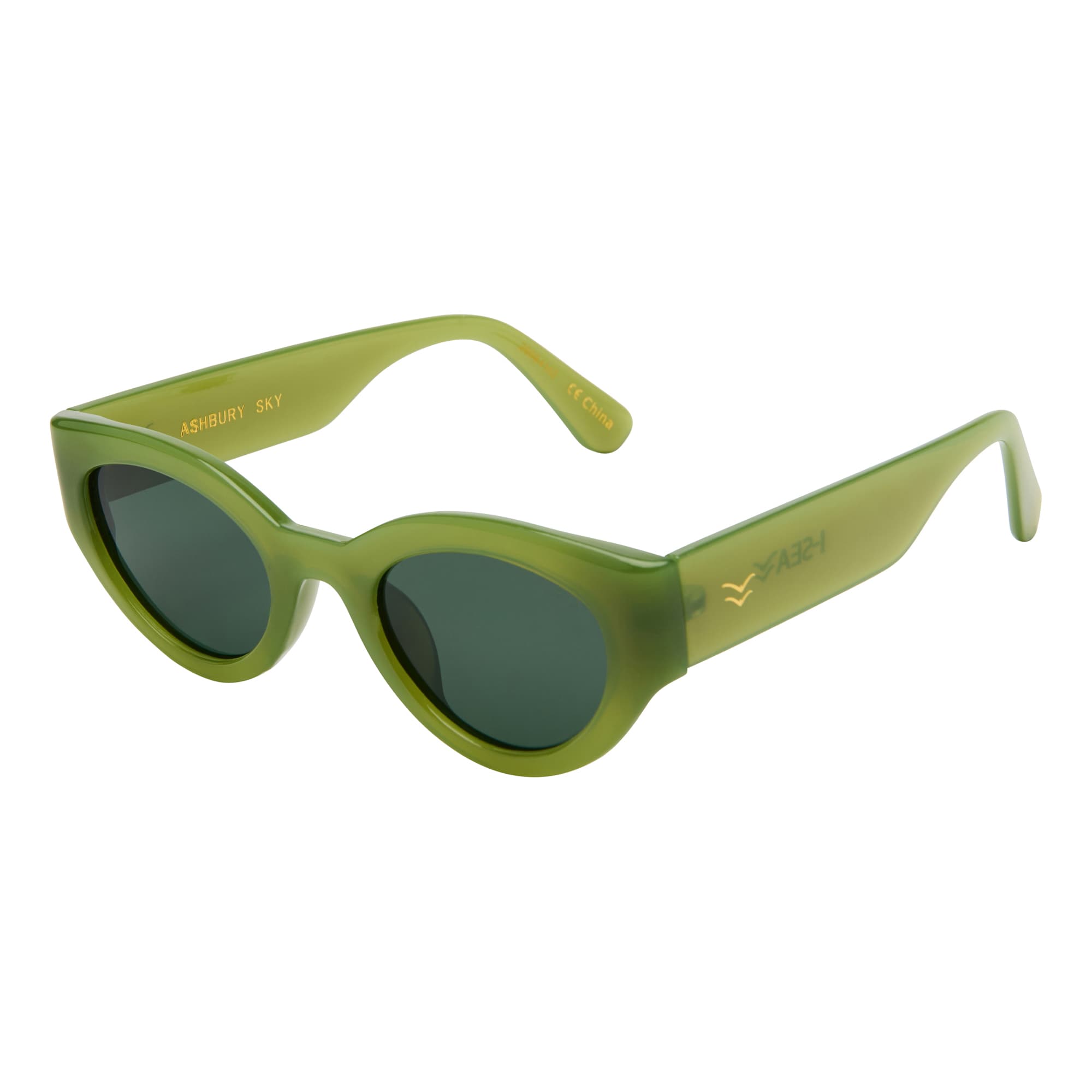 Ashbury Sunglasses in Moss / Green - Detail 02 - #color_moss-green-polarized-lens